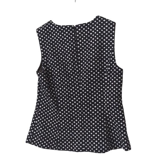 Diane Von Furstenberg DVF Mallorie Peplum Sleeveless Top 8 Black Polka Dot Shirt - Picture 6 of 11